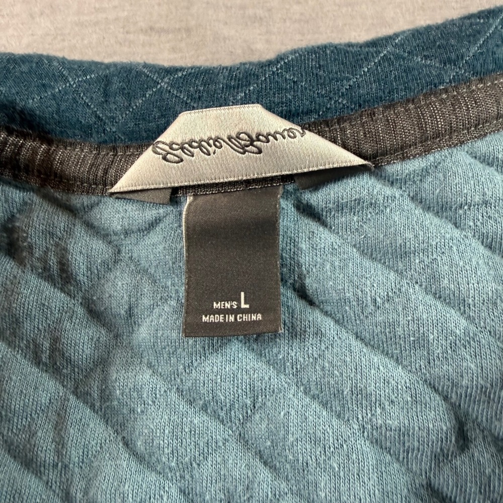 Eddie Bauer Quilted Quarter Zip Pullover Mens L Blue Excellent Diamond Pattern - Picture 6 of 10